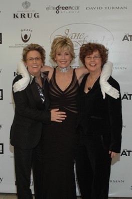 Sona Chambers and Debbie McMinn with Academy award-winning actress Jane Fonda at charity event.